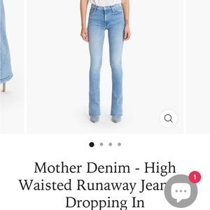 Like new! MOTHER the Runaway boot cut jeans in Dropping In (light wash)